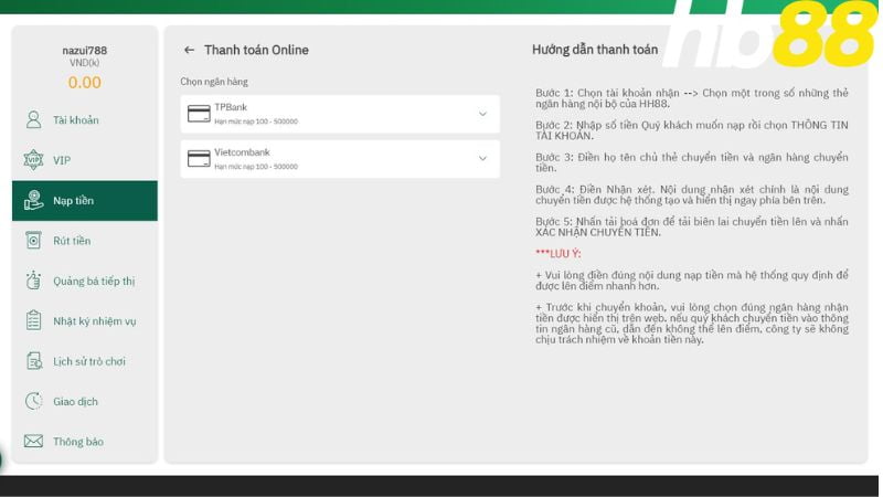 Hướng dẫn nạp tiền nhanh Zm88 - Zm88